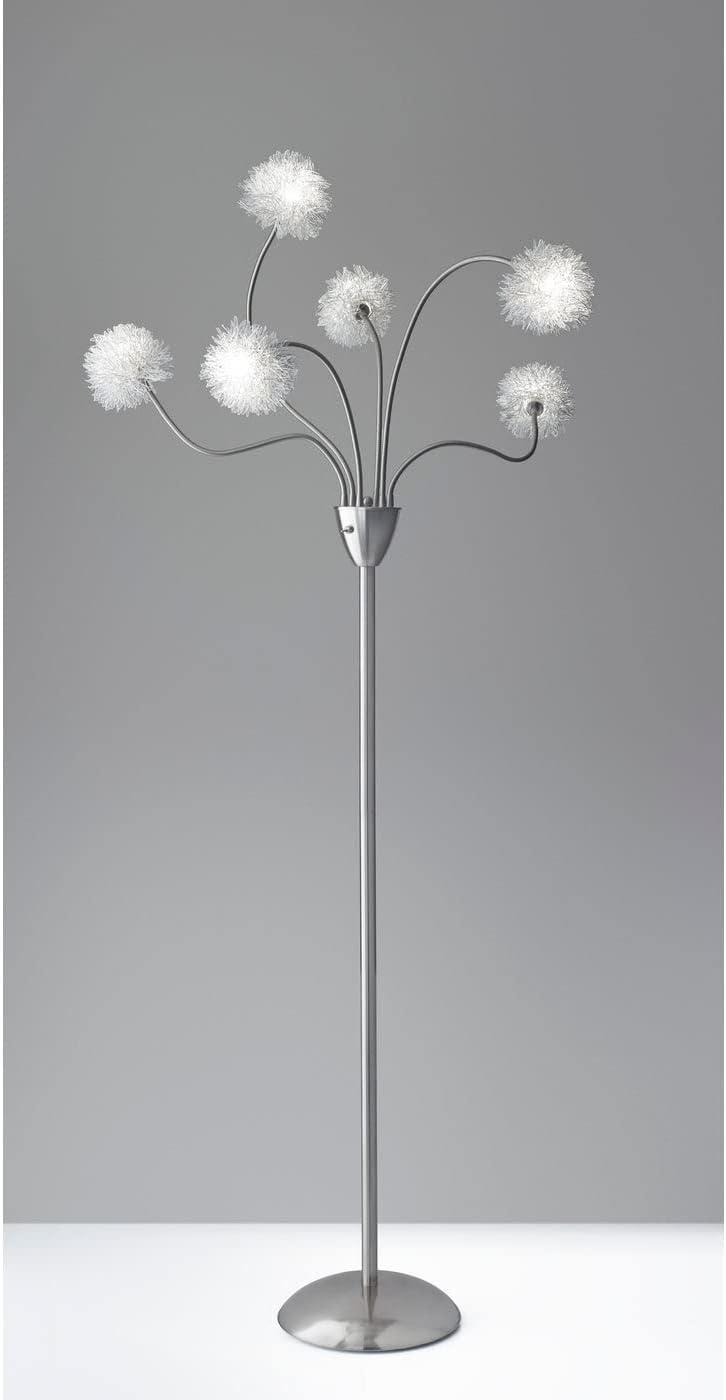 Adesso Pom Pom LED Floor Lamp in Brushed Steel Color