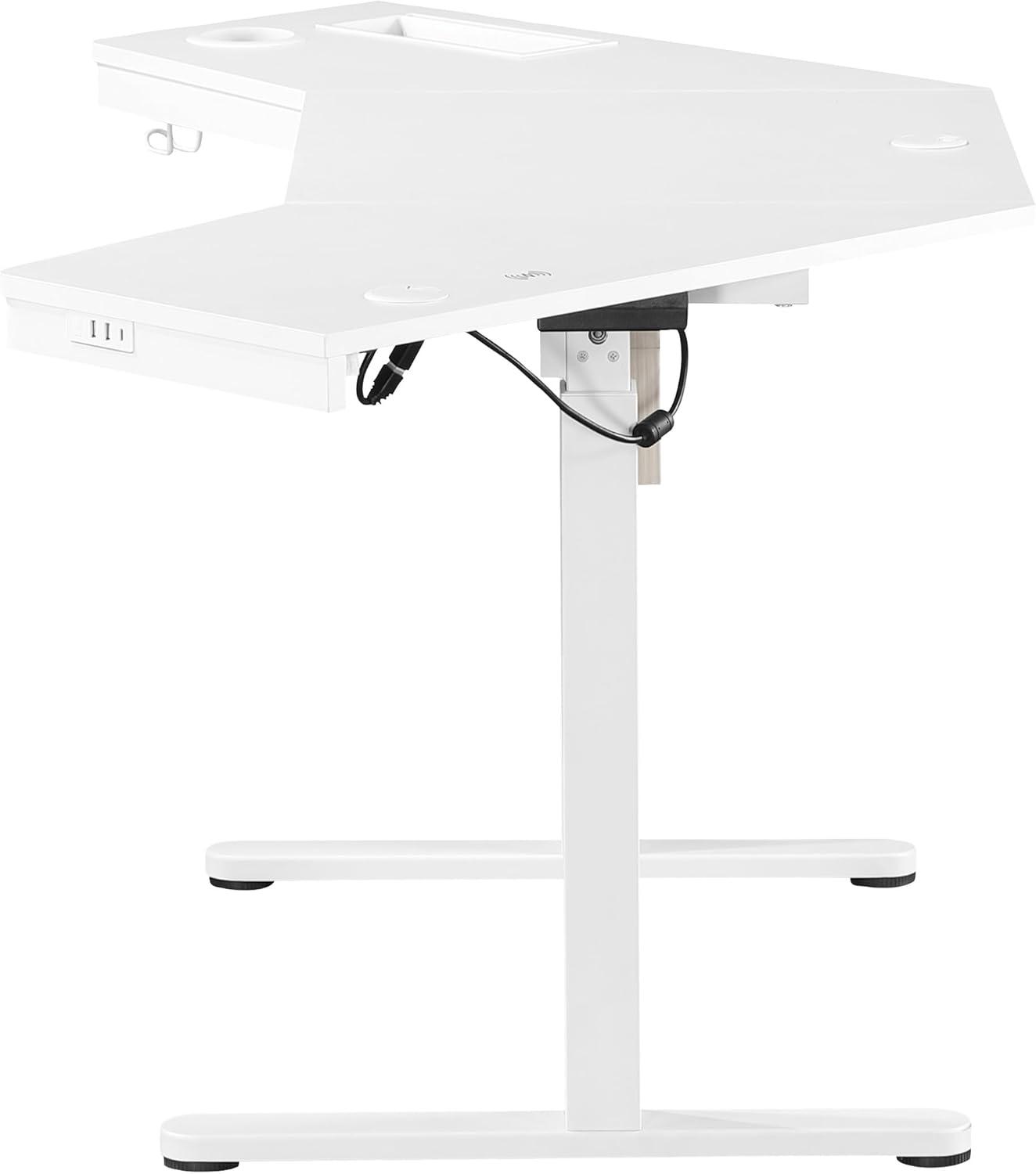 Stealth Sit-to-Stand Height Adjustable Corner Desk in White Engineered Wood