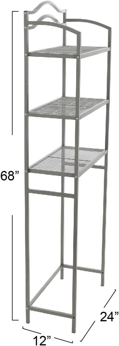 3-Tier Metal Over the Toilet Bathroom Storage Shelf, Silver