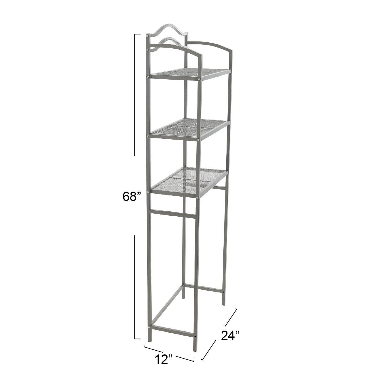 3-Tier Metal Over the Toilet Bathroom Storage Shelf, Silver