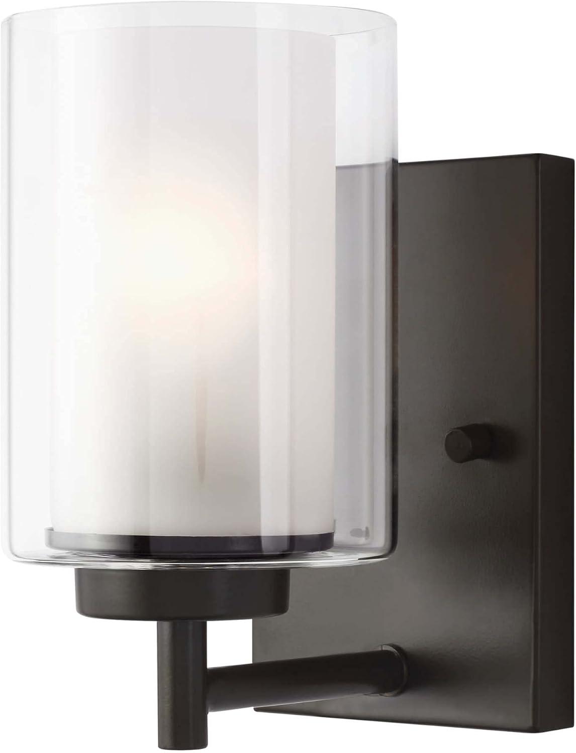 Elmwood Park Bronze Dimmable Vanity Wall Sconce with Clear Glass