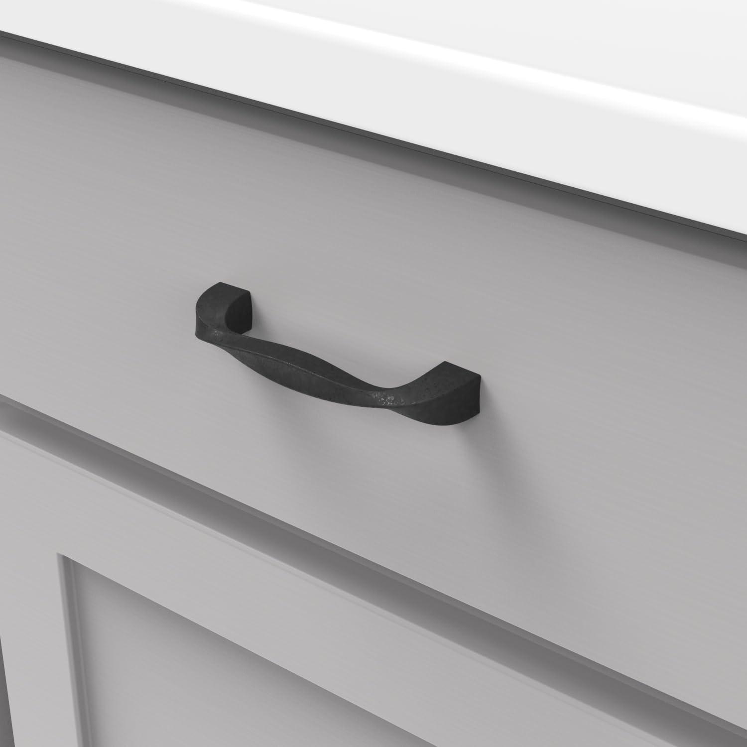 Twist Kitchen Cabinet Handles, Solid Core Drawer Pulls for Cabinet Doors, 3-3/4" (96mm)