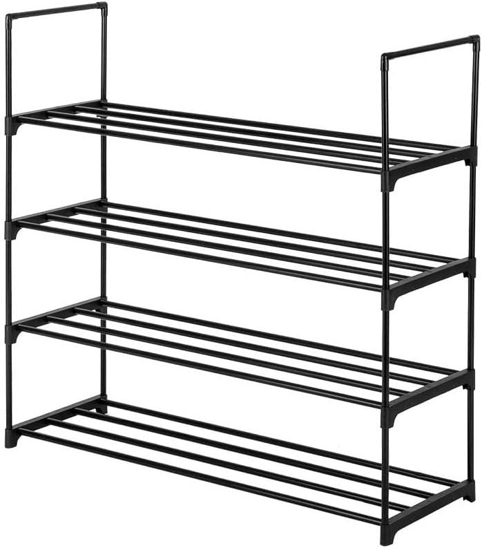 Black 4-Tier Stackable Metal Shoe Rack