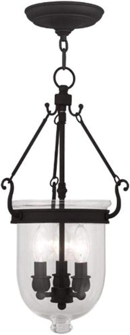 Elegant Jefferson Black 3-Light Indoor/Outdoor Chain Lantern with Clear Glass