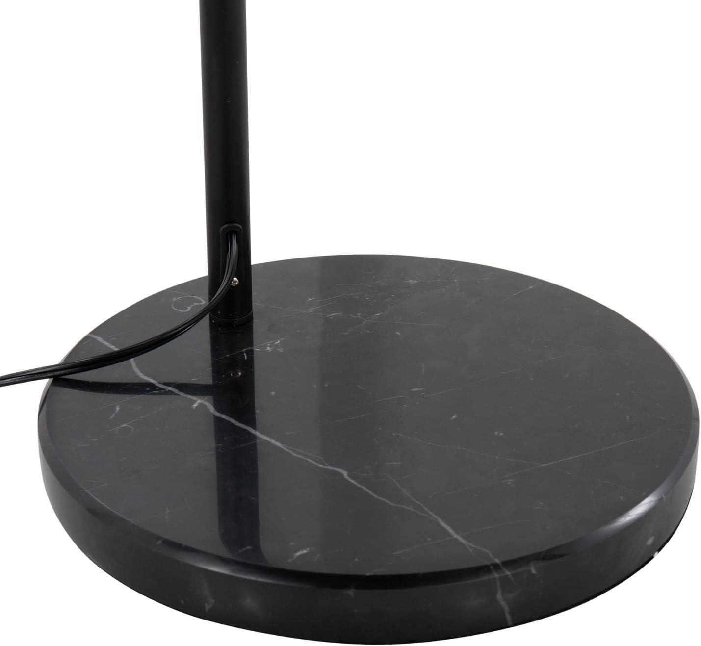 March Contemporary Floor Lamp in Black Marble and Black Metal with Black Linen Shade by LumiSource