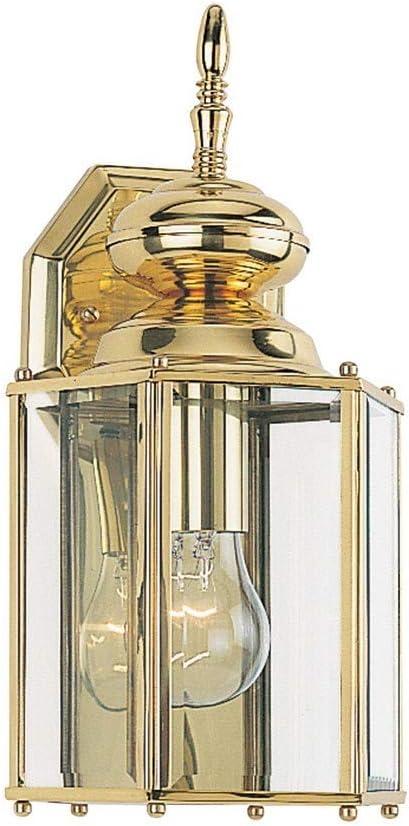 Polished Brass Outdoor Wall Lantern with Clear Beveled Glass