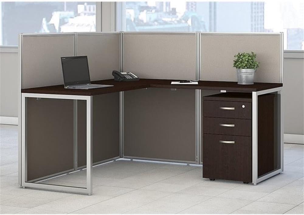 Bush Business Furniture Easy Office L-Shaped 2 Person Benching Workstation with Cable Management