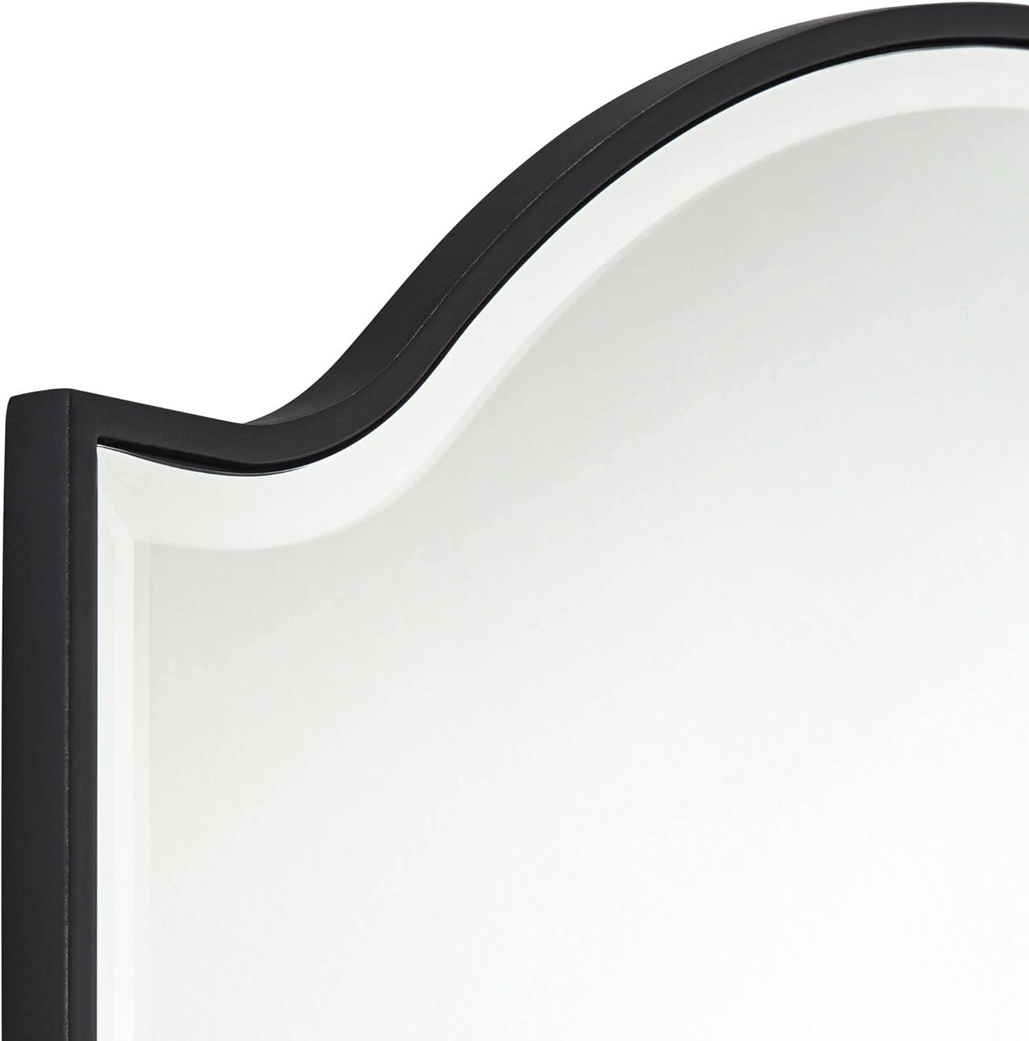 Noble Park Arch Top Square Vanity Decorative Wall Mirror Modern Industrial Beveled Matte Black Frame 31 1/2" Wide for Bathroom Bedroom Living Room