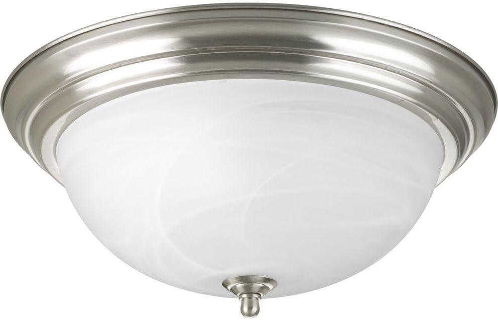 Progress Lighting Melon 3-Light Flush Mount, Brushed Nickel, Alabaster Glass Shade