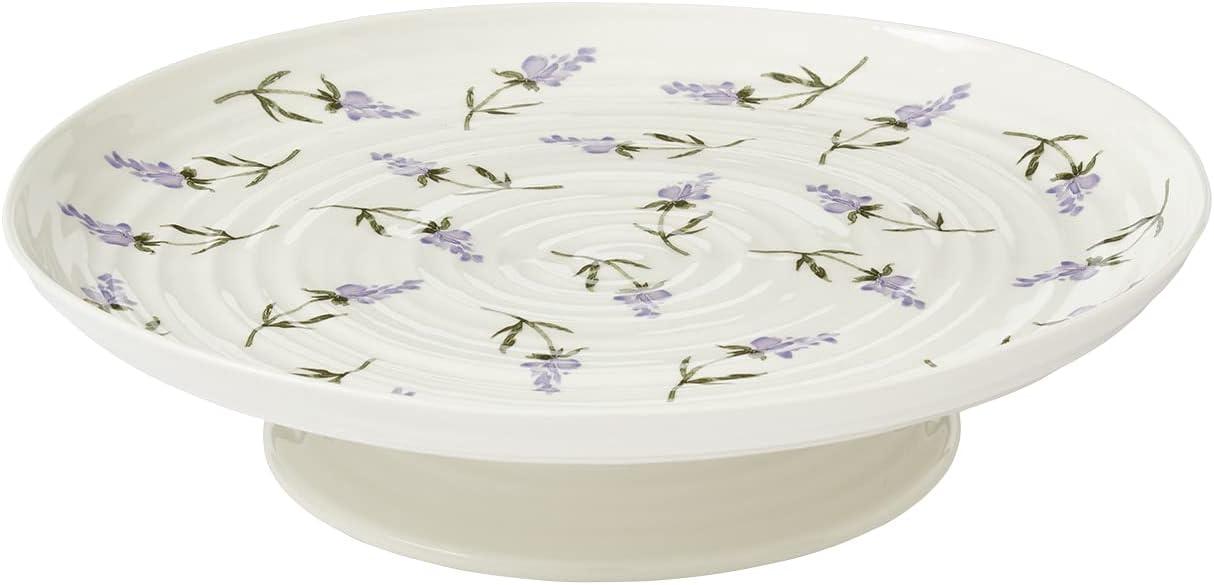 Portmeirion Sophie Conran Lavandula 12-Inch Porcelain Footed Cake Plate, Round Dessert Stand, Cupcake Stand for Birthday Parties, Weddings