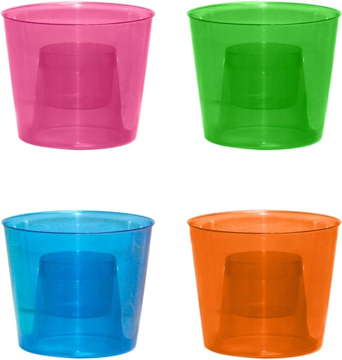 Assorted Neon Reusable Plastic Bomber Cups, 12-Count