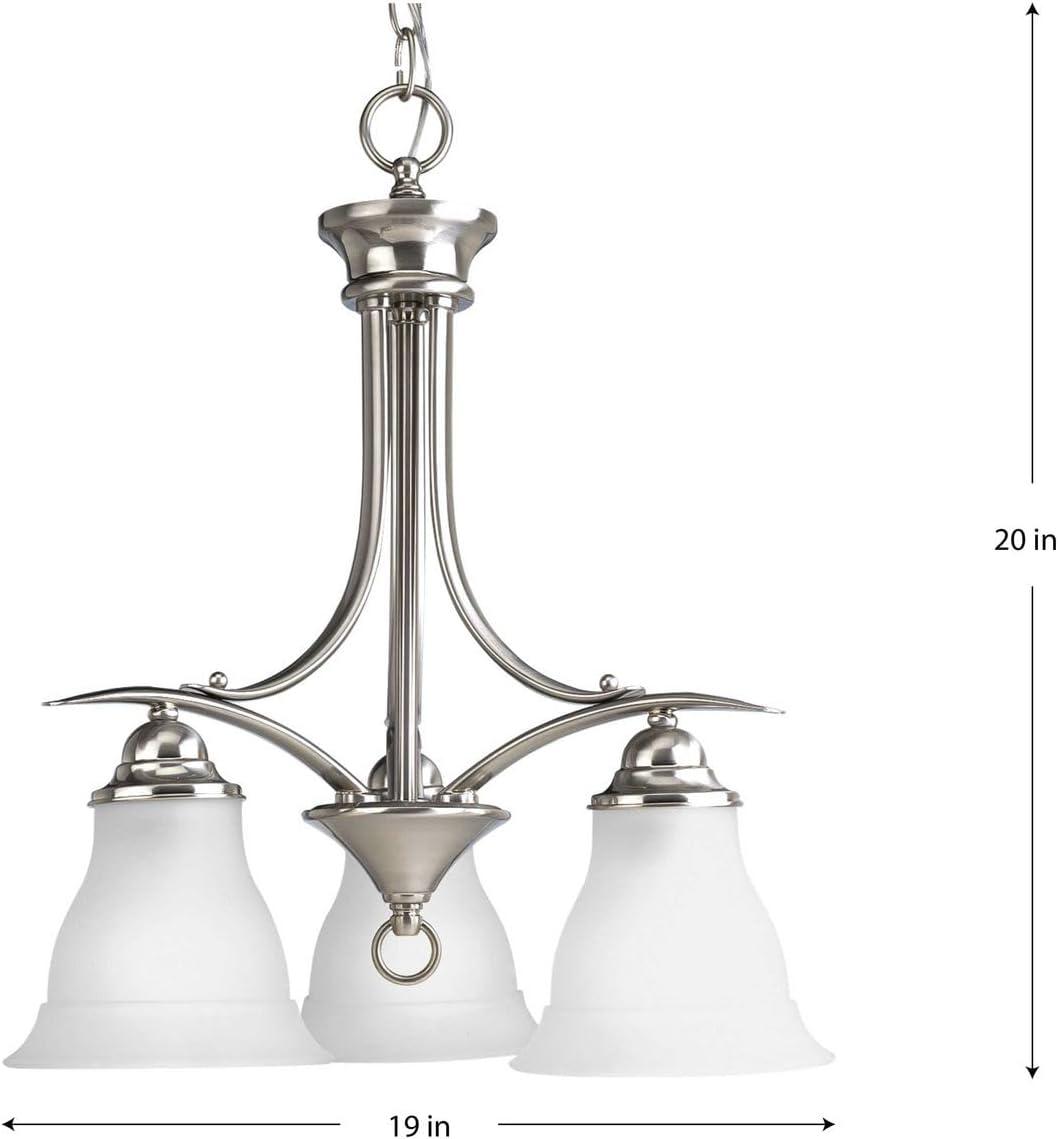 Progress Lighting Trinity 3-Light Chandelier, Brushed Nickel, Etched Glass Shade