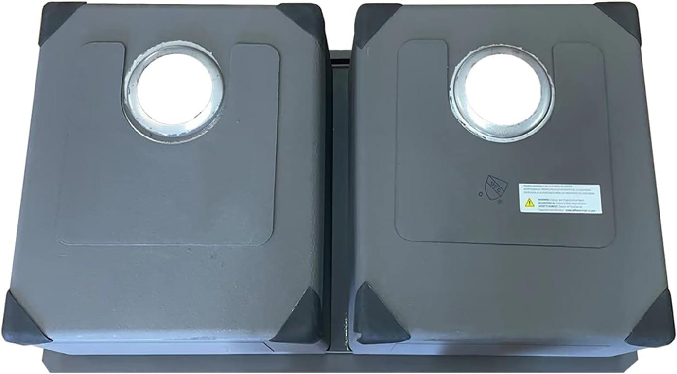 Sinber 32" x 19" Undermount Double Bowl Kitchen Sink with 18 Gauge 304 Stainless Steel Satin Finish