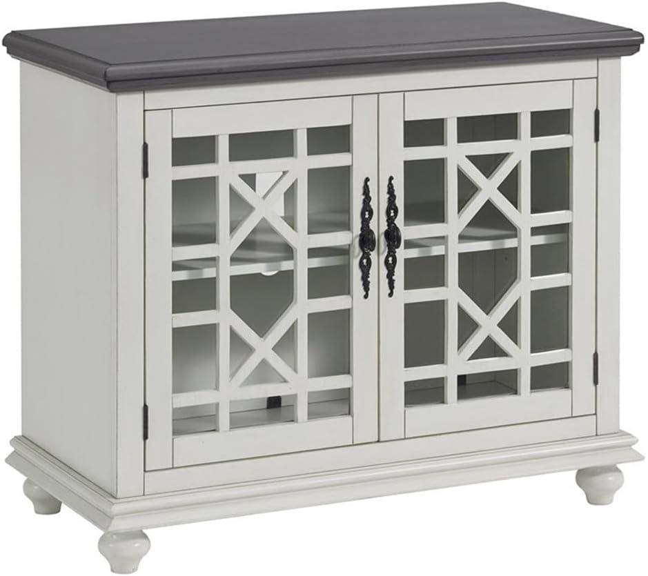 Martin Svensson Home Elegant Small Spaces TV Stand White with Gray Top