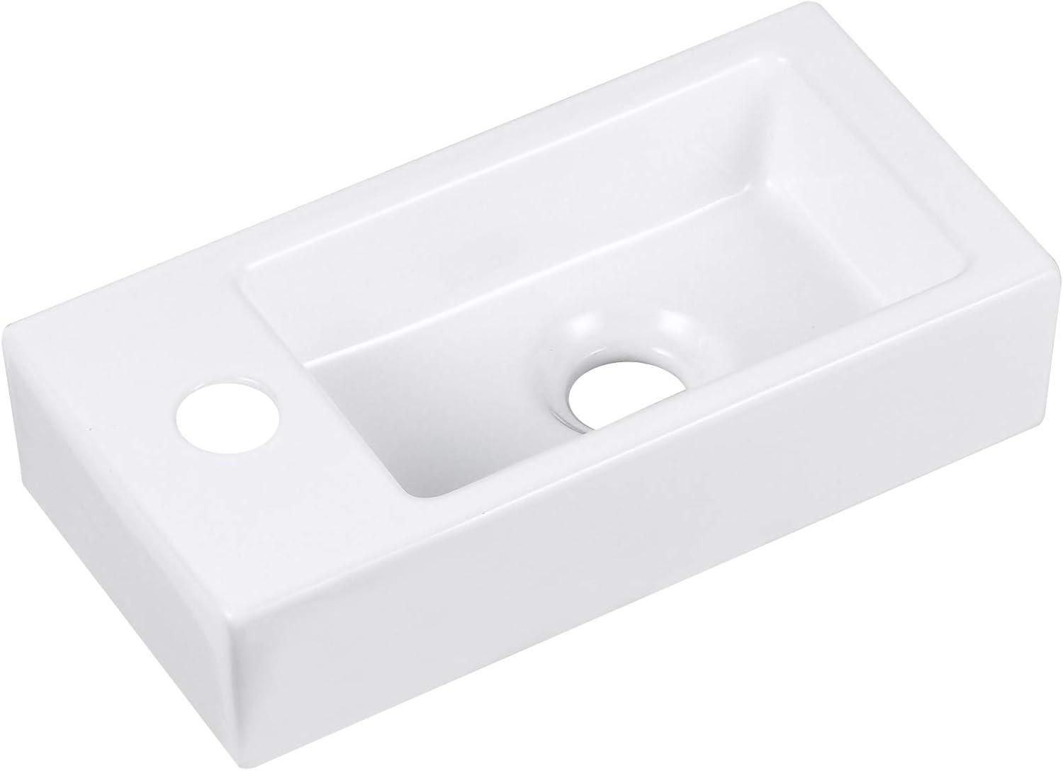 Liberty 14.57'' x 7'' Vitreous China Rectangular Wall Mount Bathroom Sink with Left Faucet Hole for Small Space