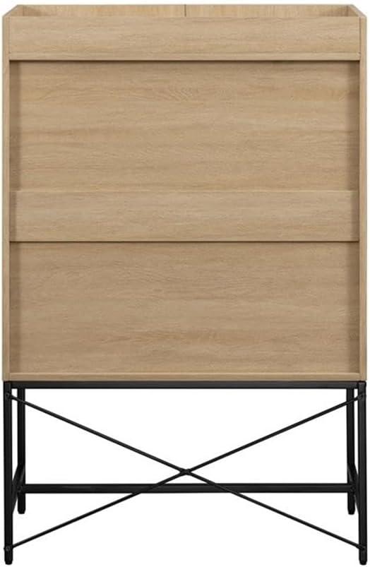 Contemporary 2-Door Wood Accent Cabinet with Inset Top - Coastal Oak