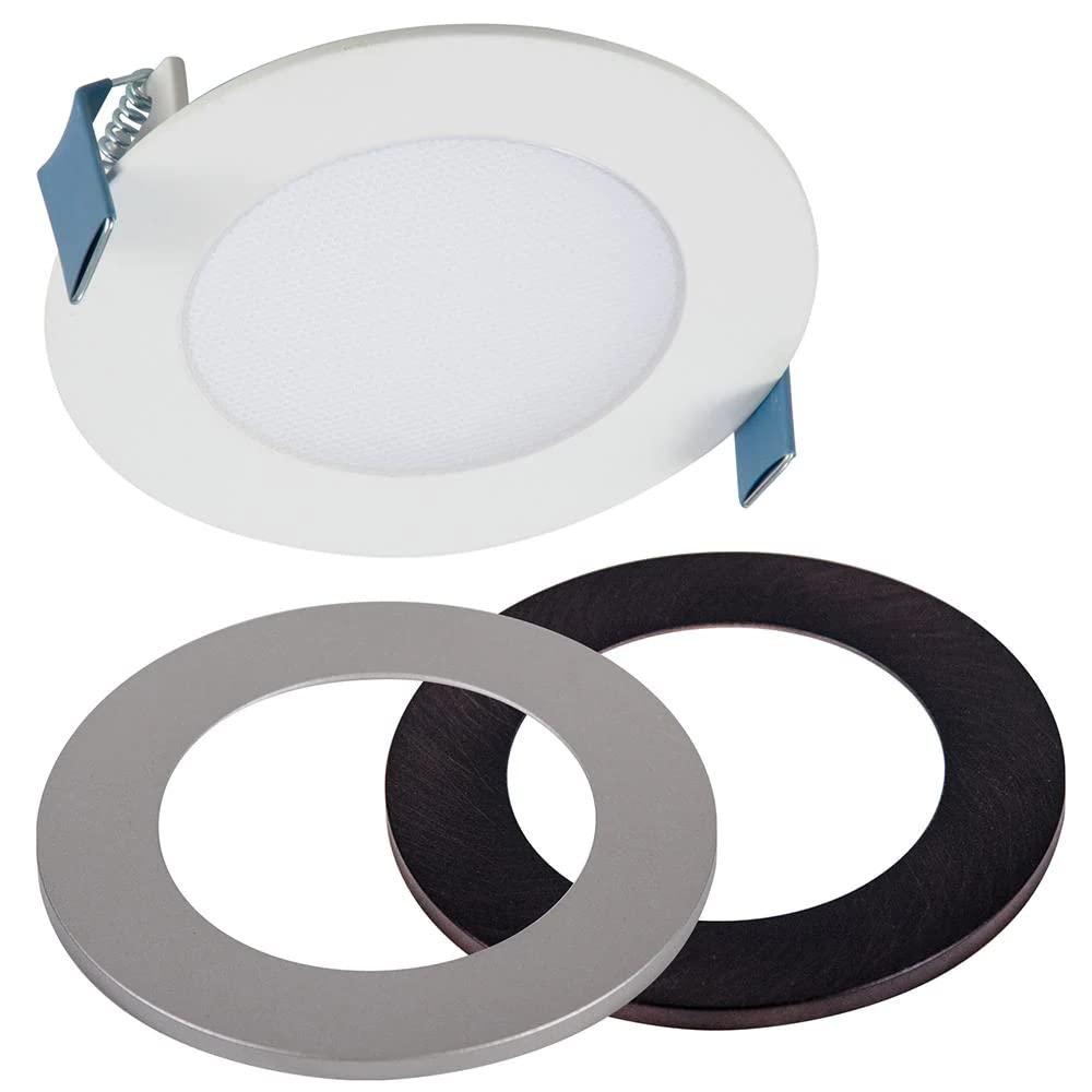 HALO HLB 4 inch LED Recessed Light, Thin Canless, Dimmable w/Selectable Color Temperatures with 2 Trims- HLB4069FS1EMWR-2TR