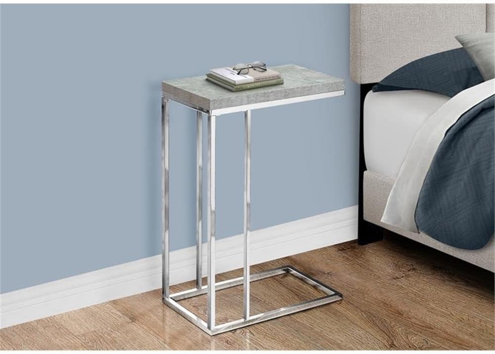 CodYinFI I 3007, Accent Table, Chrome Metal, Grey Cement