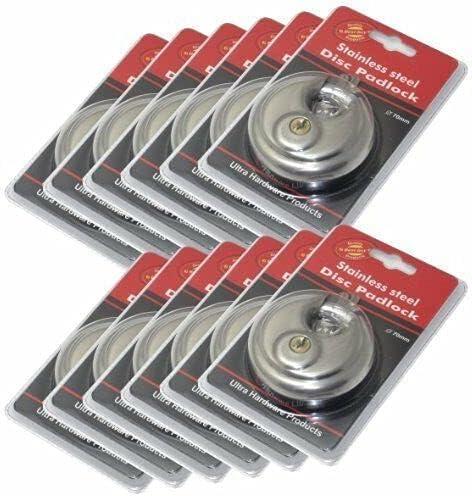 24 Pack Wholesale Lot DISC PADLOCK 80mm Steel Armor Storage Trailer Round lock- Stainless Steel Lock