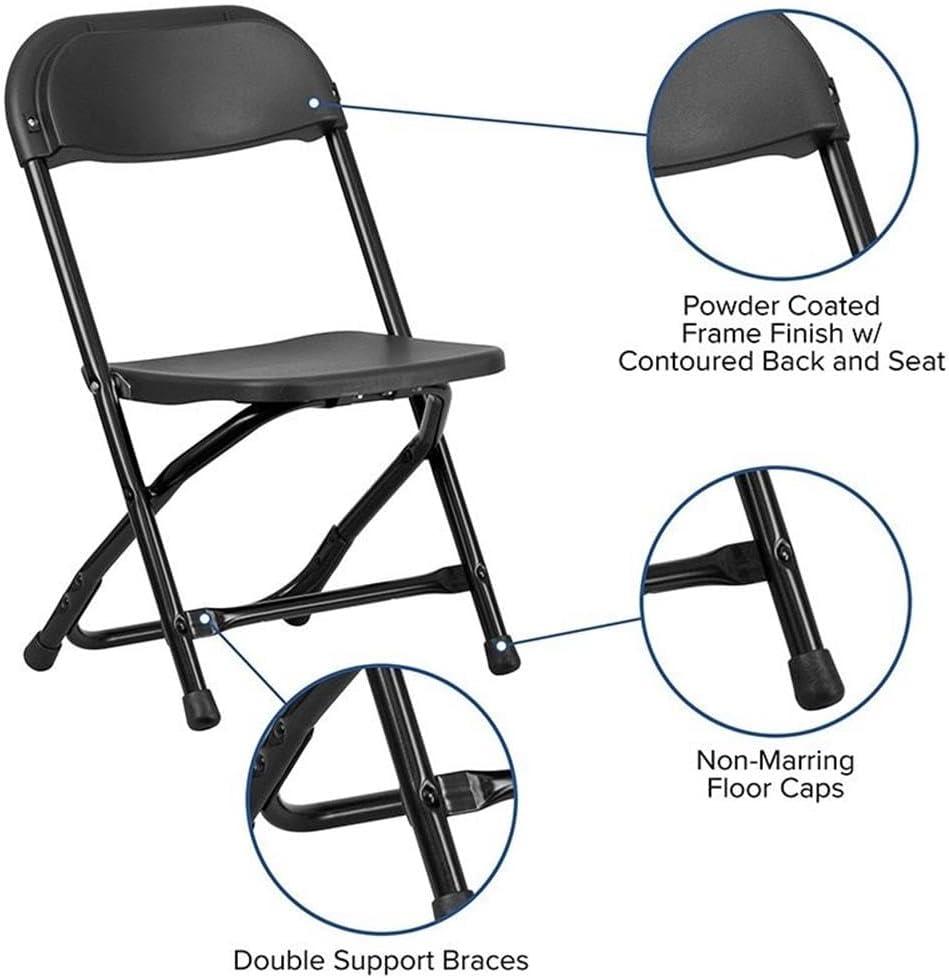 Kids Black Ergonomic Armless Metal Folding Chair Set