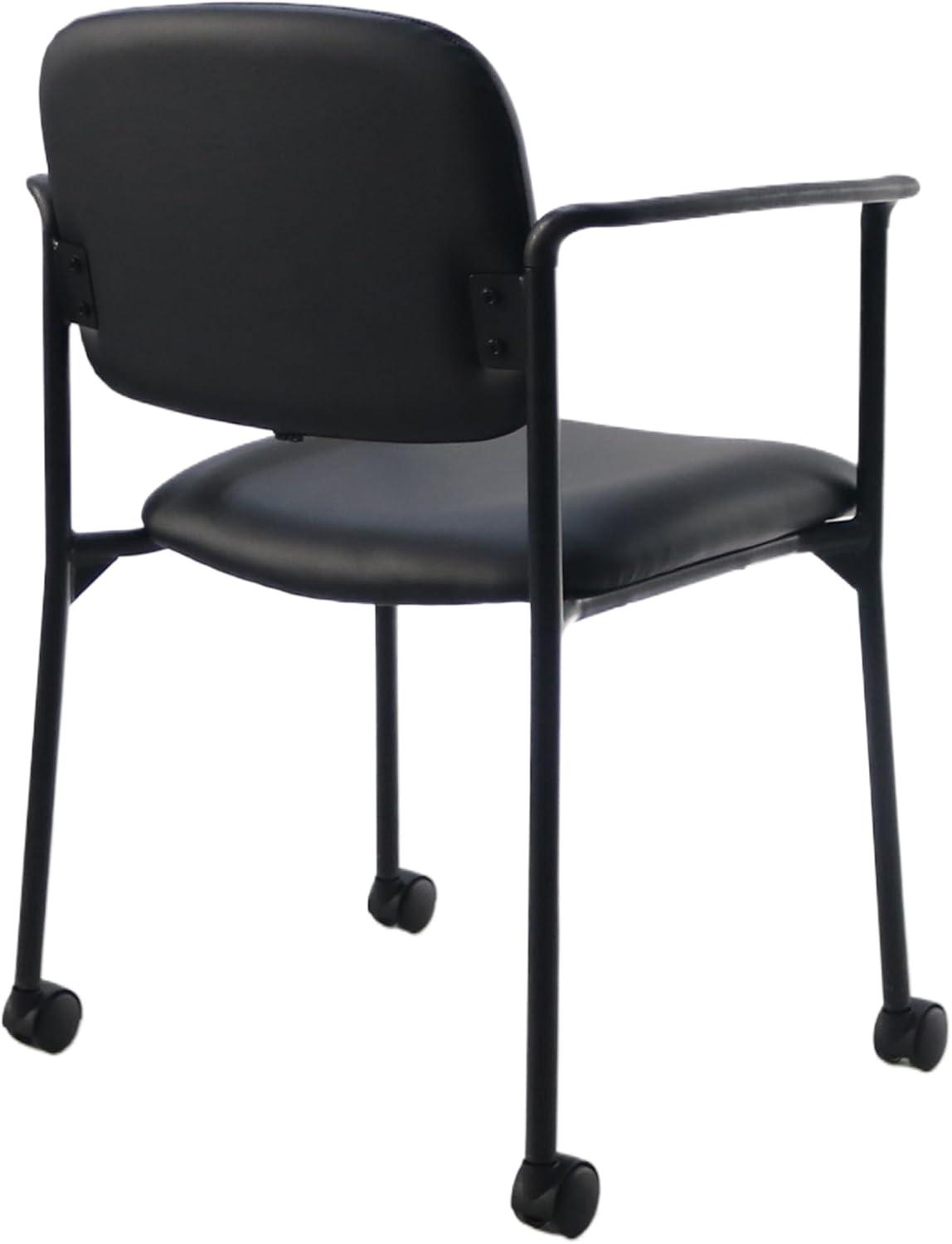 Black Faux Leather Swivel Office Chair with Metal Frame