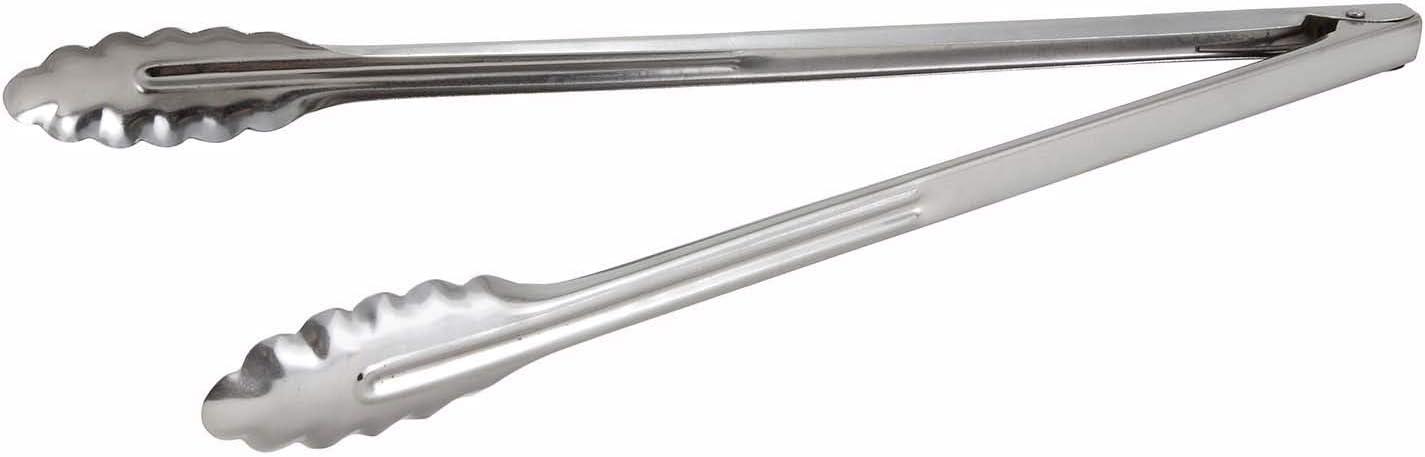 16-Inch Silver Stainless Steel Utility Tongs with Coiled Spring