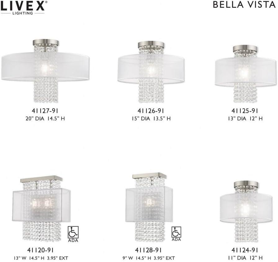 Bella Vista Brushed Nickel 3-Light Crystal Chandelier