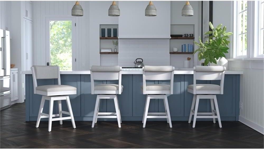 Clarion Wood and Upholstered Bar Height Swivel Stool Sea White - Hillsdale Furniture