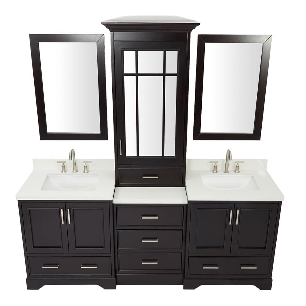 Ariel Stafford 85 in Double Sink Vanity Set in Espresso