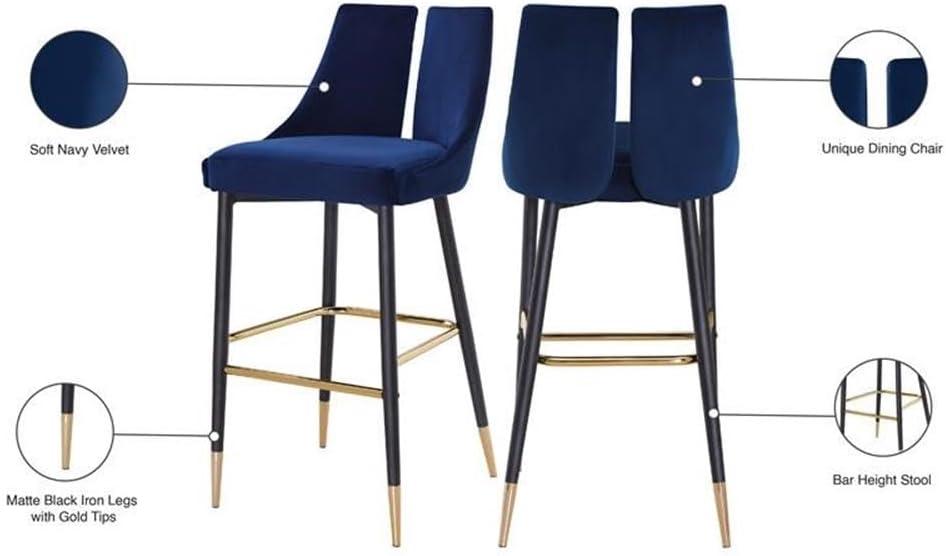Meridian Furniture Sleek Navy Velvet Stool (Set of 2)