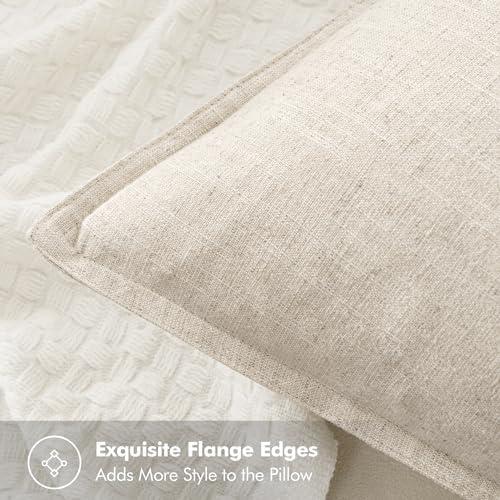 MAGBIX Beige Linen Pillow Covers Pack Of 4 Decorative Natural Solid Throw Pillow Covers Soft Accent Boho Farmhouse Couch Pillowcases Modern Home Decors For Living Room Bed Sofa 18X18 Inch