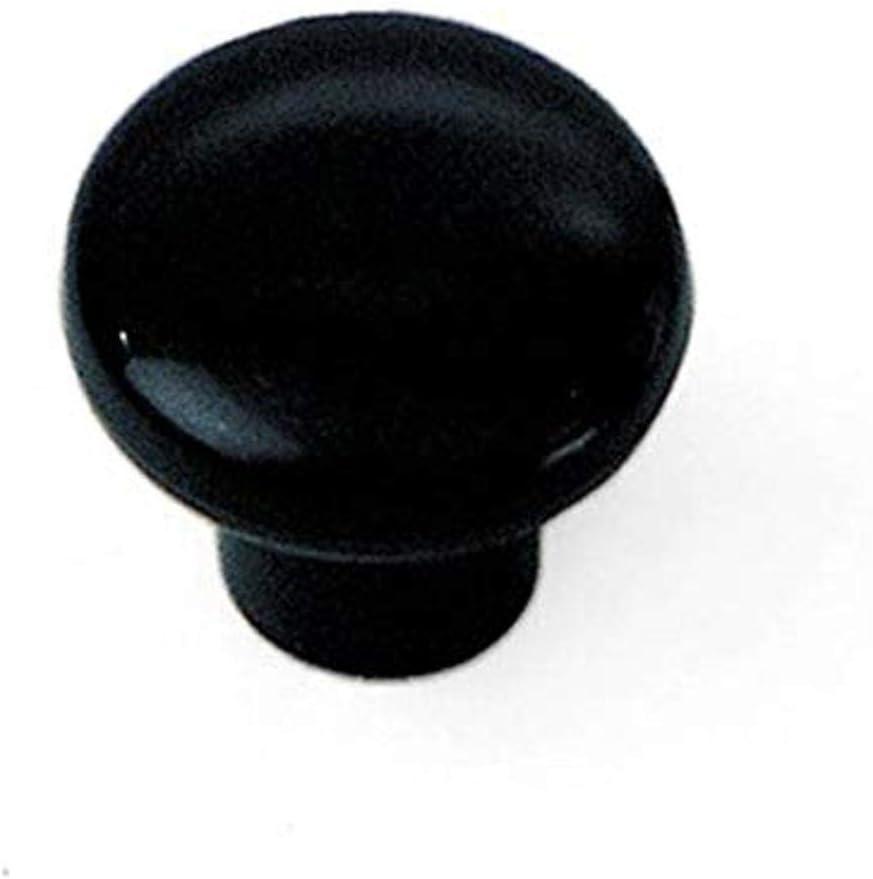 Black Round Plastic Cabinet Knob with Mounting Hardware