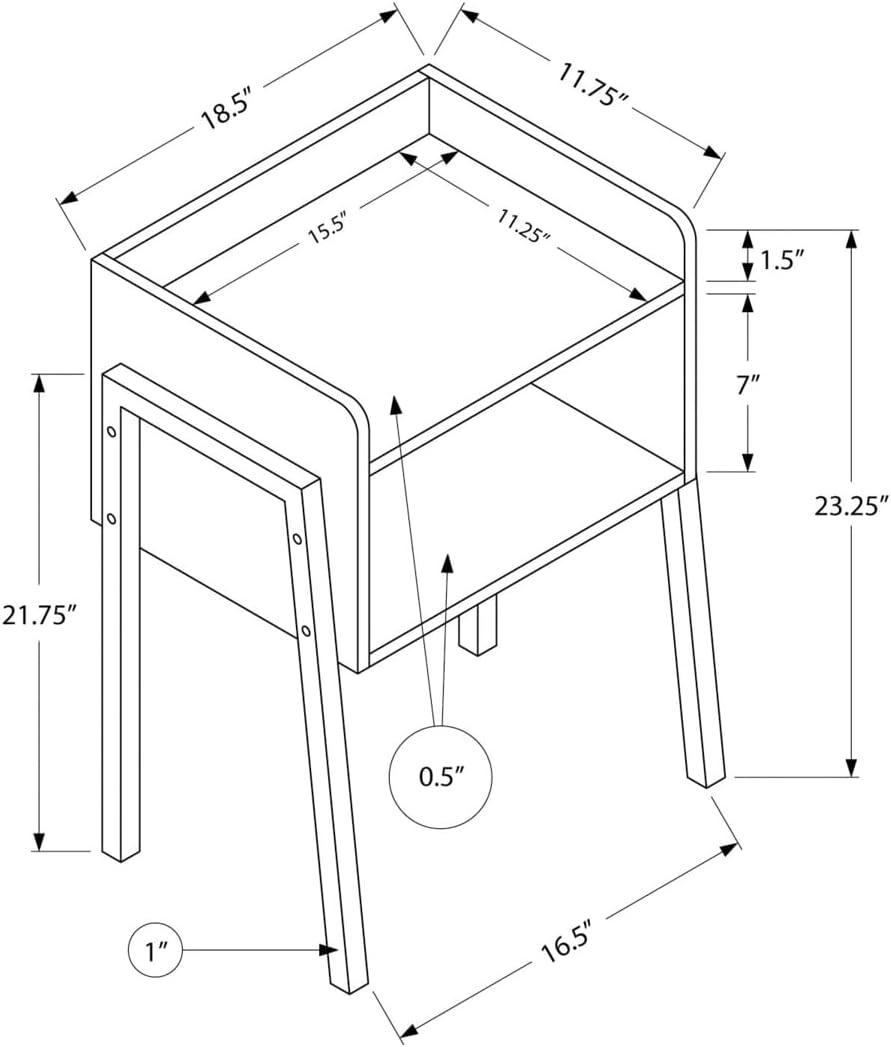 23" Black Metal and Brown Wood Rectangular Accent Table