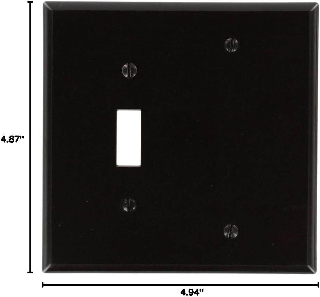 Leviton 80506 Wallplate 2-Gang 1-Toggle 1-Blank Midway Size Plastic - Brown