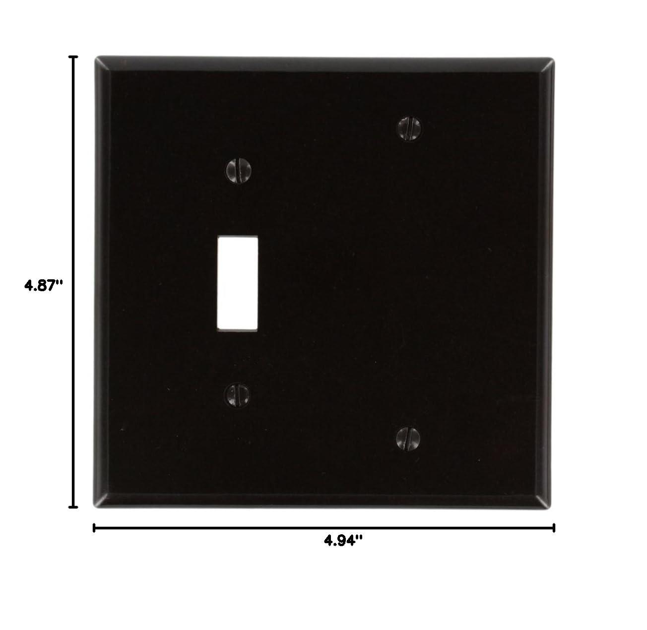 Leviton 80506 Wallplate 2-Gang 1-Toggle 1-Blank Midway Size Plastic - Brown