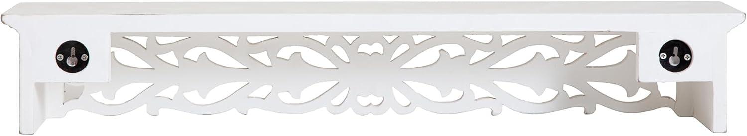 Brewster 24" Hyla White Decorative Shelf: Carved Floating, Botanical Detail, No Assembly Required