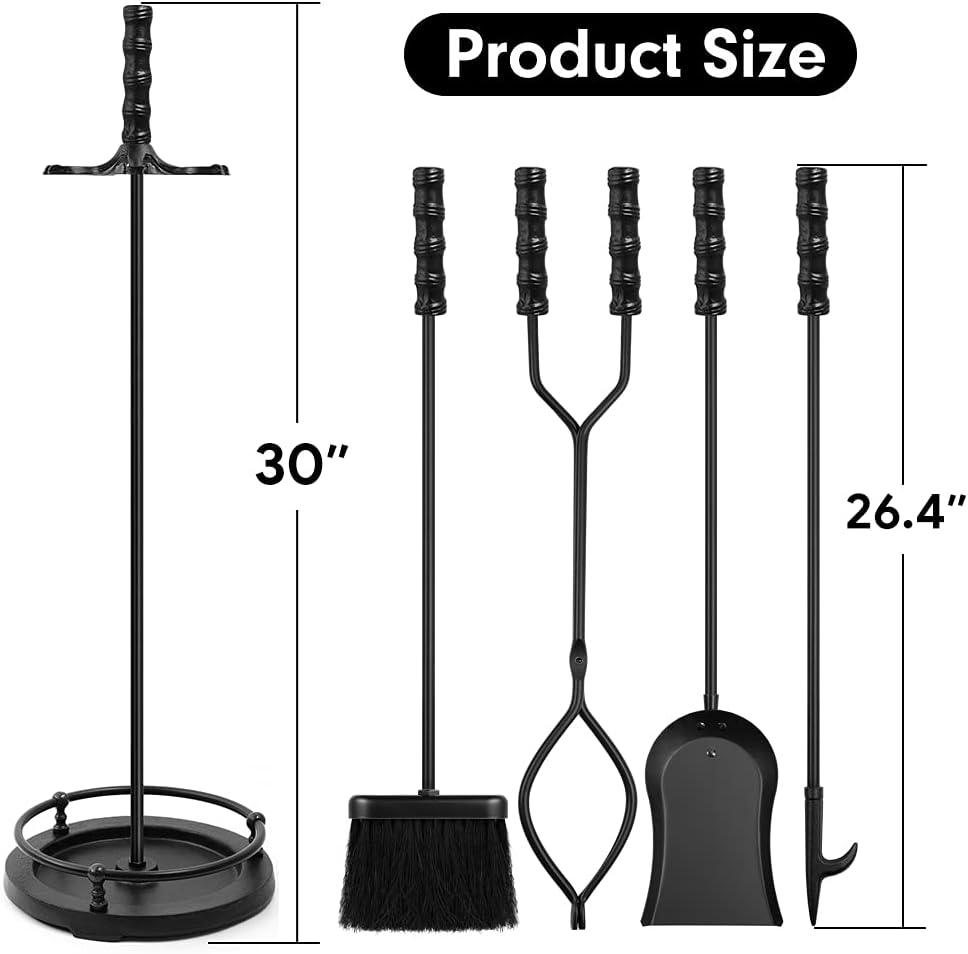 Red Barrel Studio® Rougui 5 Piece Iron Fireplace Tool Set