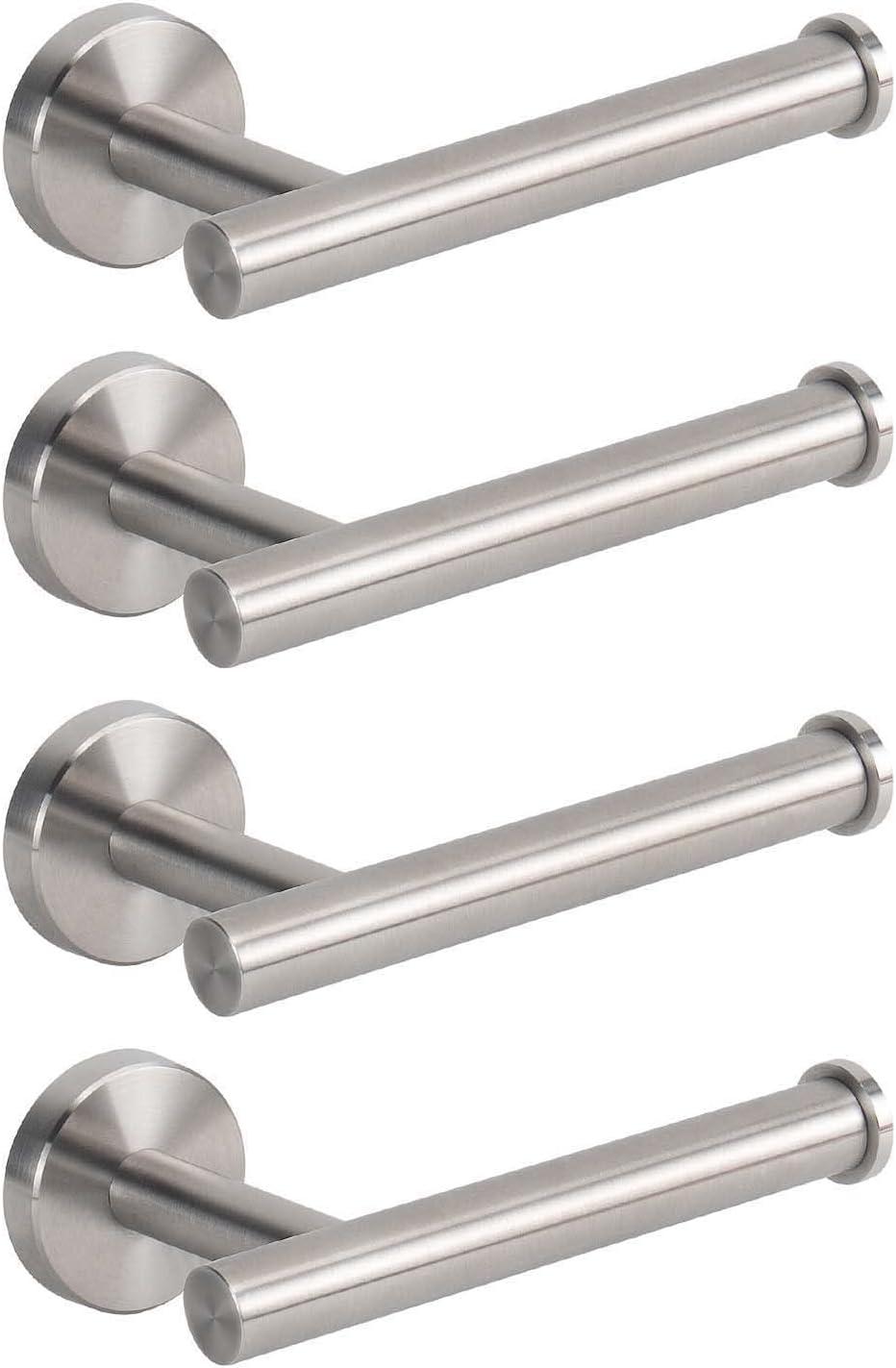 Bathroom Toilet Paper Holder, Premium SUS304 Stainless Steel Rustproof Wall Mounted Toilet Roll Holder for Bathroom, Kitchen (4 Pack, Brushed Nickel)