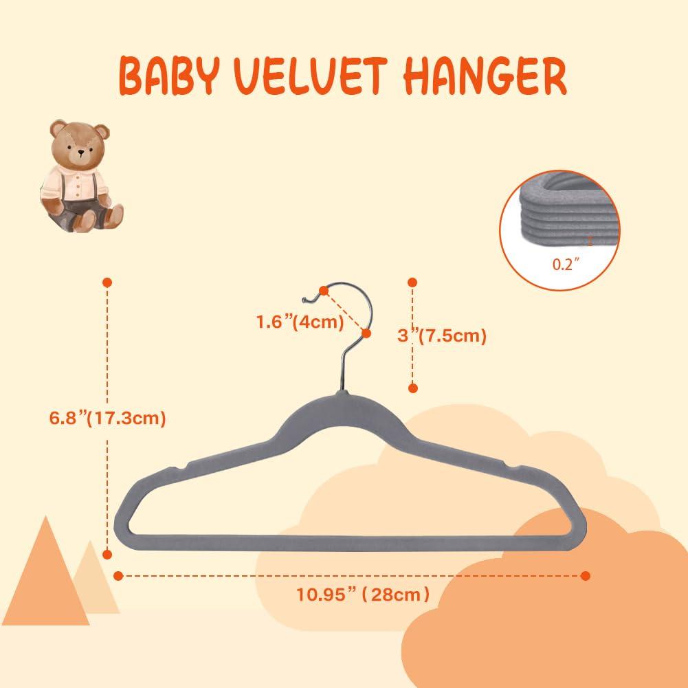 Juvale 50 Pack Pink Velvet Baby Clothes Hangers for Closet Storage, Children's Nursery, Kid's Closet, Slip-Resistant, 11 In