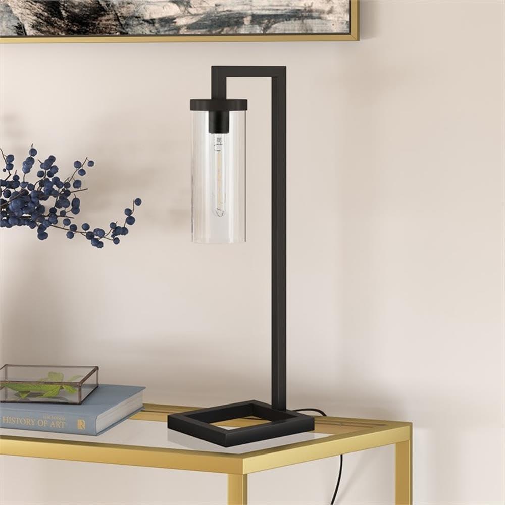 Evelyn&Zoe Lámpara de Mesa Moderna de Metal con Pantalla de Vidrio Transparente