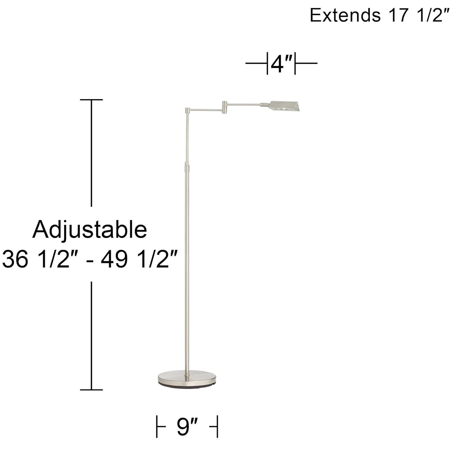 360 Lighting Zema Traditional Pharmacy Floor Lamp 49 1/2" Tall Brushed Nickel LED Adjustable Swing Arm for Living Room Reading Bedroom Offic