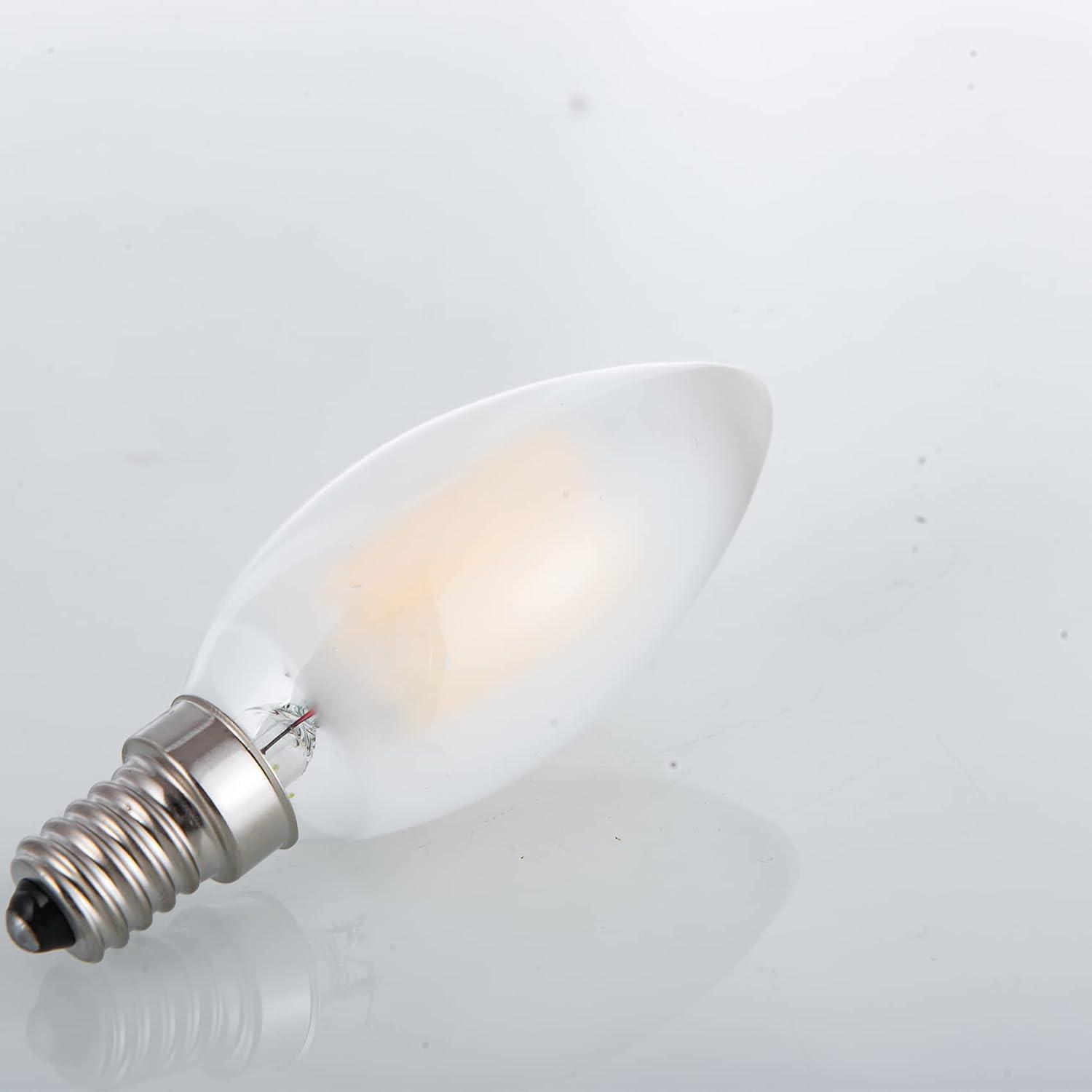 Frosted LED Candelabra Bulbs E12 LED Bulbs 25watt Equivalent, 2W Dimmable B11 Vintage Chandelier Light Bulbs Warm White 2700K Frosted Glass Decorative Candle Bulb, 12 Pack