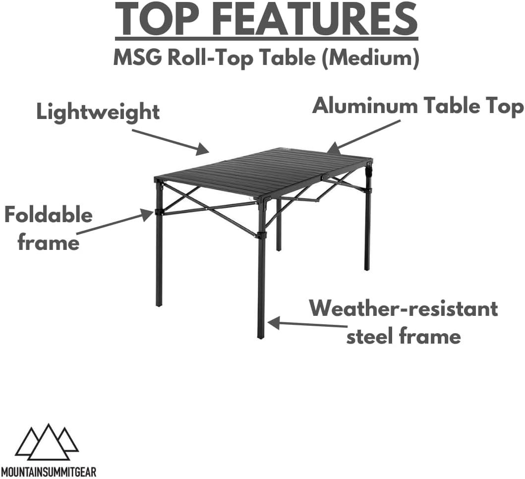 Mountain Summit Gear Heavy-Duty Roll-Top Table, Medium, Aluminum