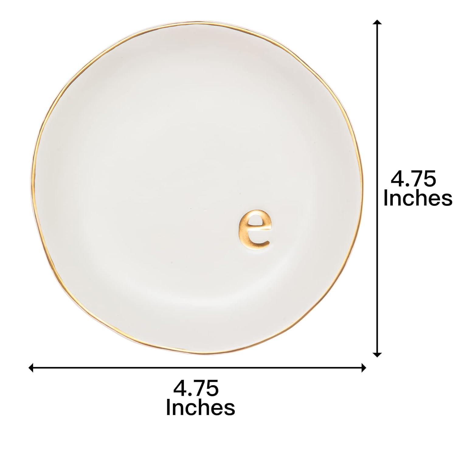 COLLECTIVE HOME - Ceramic Jewelry Tray, Decorative Trinket Dish for Rings Earrings Necklaces Bracelet Watch Keys, Birthday Mother's Day Christmas Gift for Women, 4.75", White Surface (O)