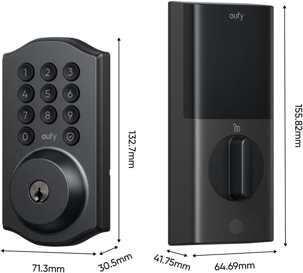 eufy Security Smart Lock C30, Keyless Entry, Built-in WiFi Deadbolt for Front Door, No Bridge Required, Easy Installation, App Remote Control, Auto Lock, Traditional, Black