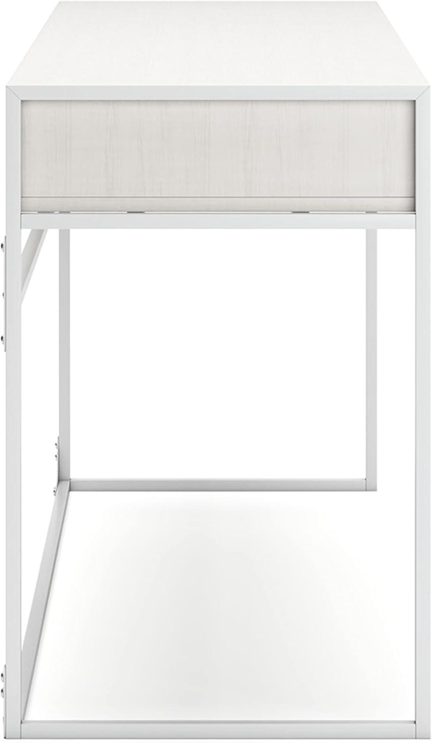 White Modern Desk with Drawers and Filing Cabinet