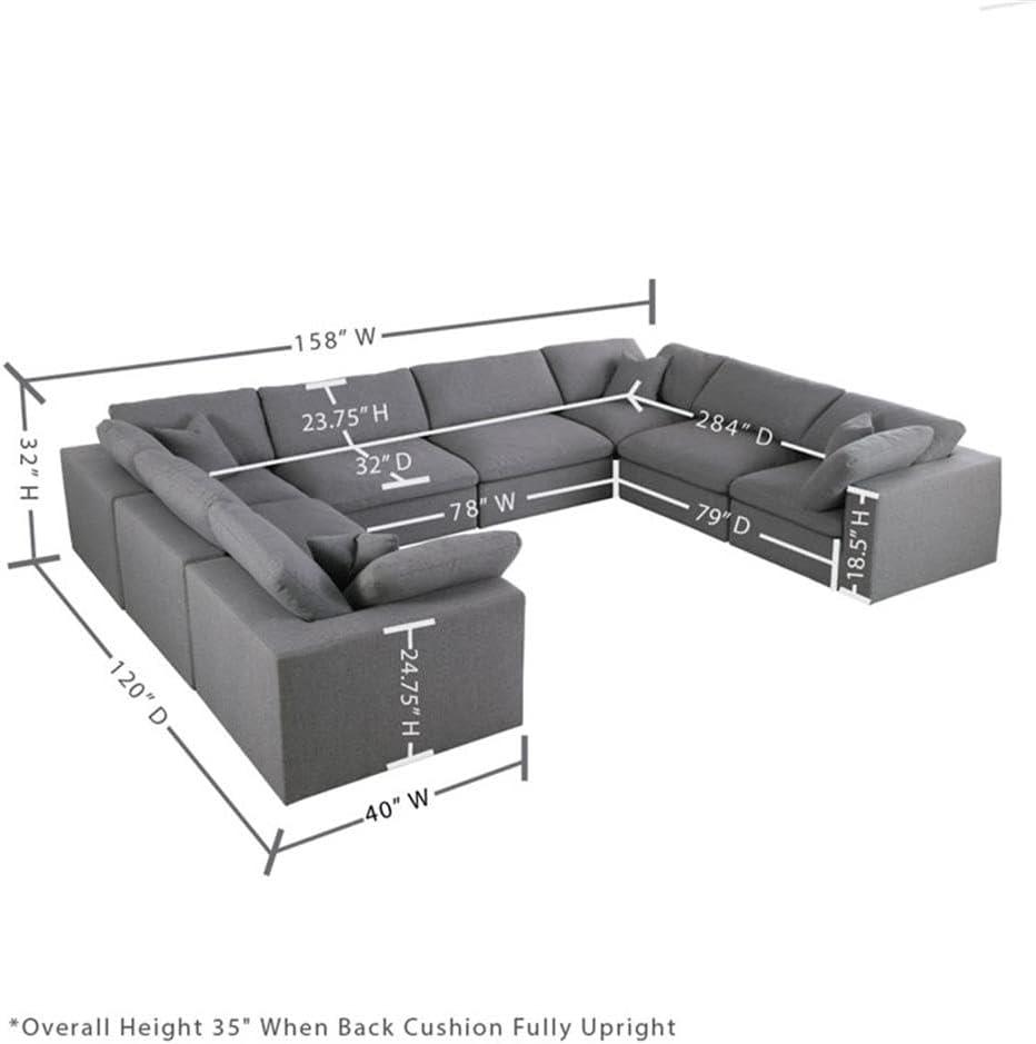 Meridian Furniture Serene Cream Durable Linen Fabric Modular Sectional