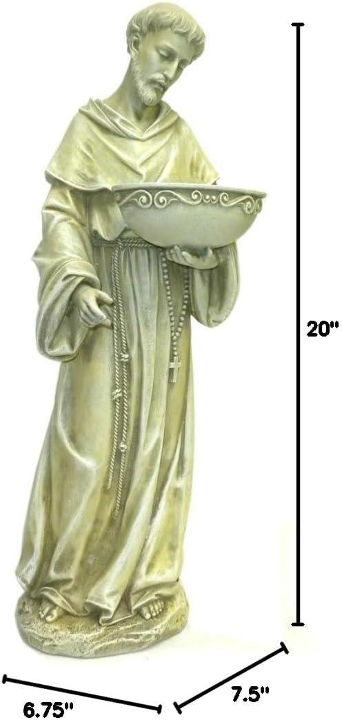 Solar St. Francis Resin Stone Birdbath Garden Statue