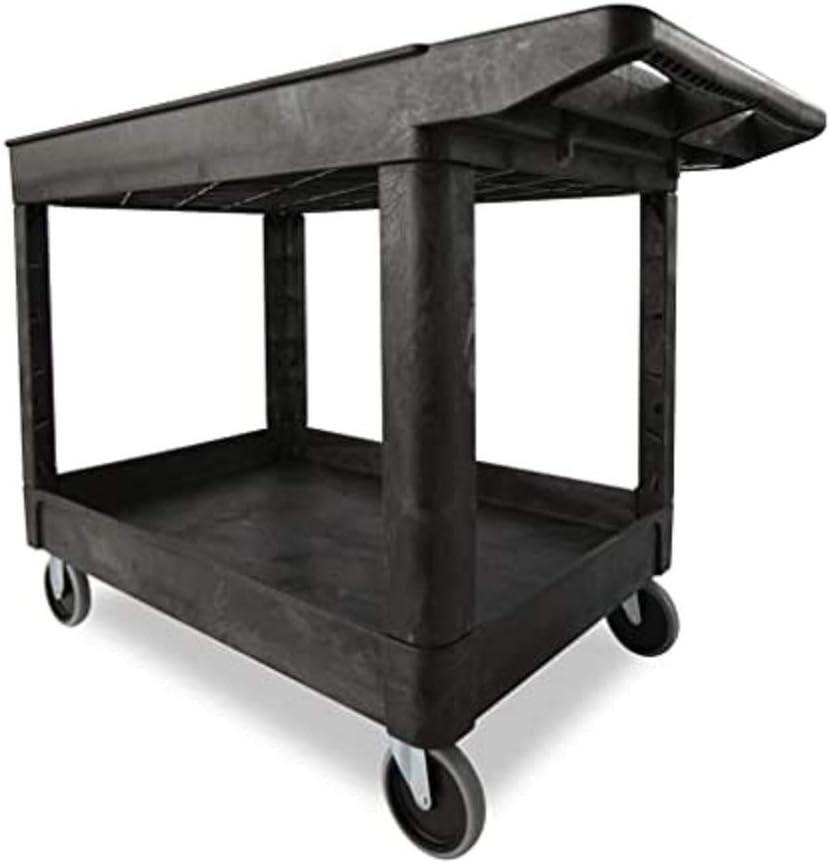 Rubbermaid Heavy Duty 2-Shelf Utility Cart With Lipped Shelf Medium