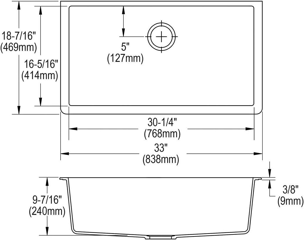 Quartz Classic 33" x 18-7/16" x 9-7/16" Undermount Kitchen Sink